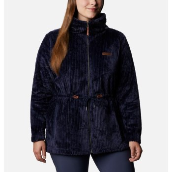 Columbia Fire Side Long Full Zip Sherpa Fleece Plus Size, Chamarras Azul Marino Rayas Para Mujer | 1